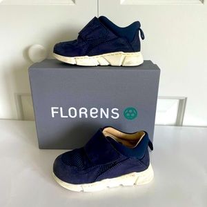 FLORENS Kids Boys Navy Leather Sneakers 5.5/21 Italy EUC